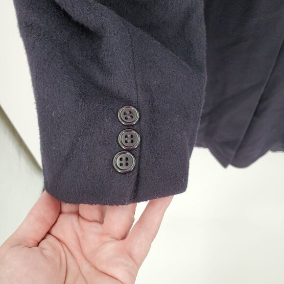 Mens Long  Overcoat Cahmere Blend Blue Classic Tailored Winter Dress Coat - Picture 6 of 9